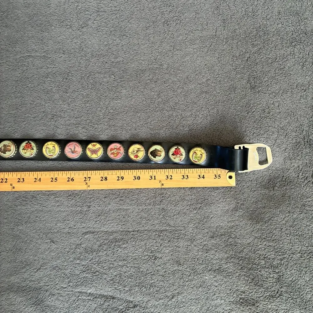 Little Earth Black Vintage Streetwear Buckle Soda Cap Belt Clasp Stamped Opener